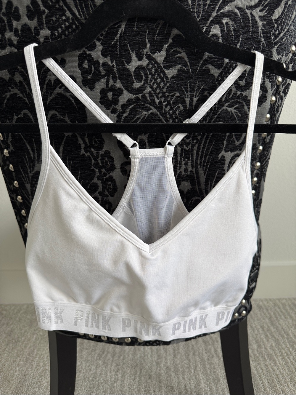 PINK Victoria's Secret White Seamless Racerback Bralette